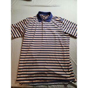Southern Marsh Mens Performance Polo Shirt Navy Orange Stripe Short Sleeve XL